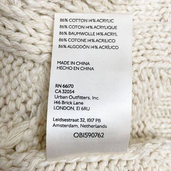 Free People Driftwood Cable Knit Polo in Ivory Size Medium M Fisherman Oversized - Picture 14 of 16